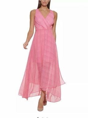 Pink Tommy Hilfiger Sleeveless V-Neck Maxi Dress
